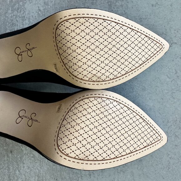 JESSICA SIMPSON Analista Platform Pump, Black Faux Suede with Silver Platform - Picture 12 of 15